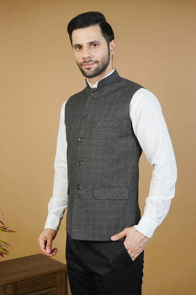 Wool Gray Nehru Jacket