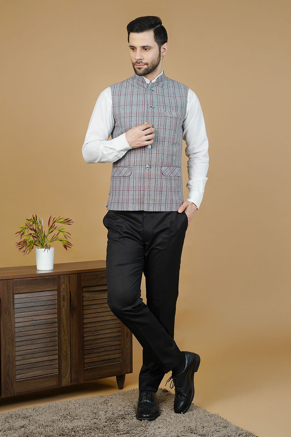 Wool Gray Nehru Jacket