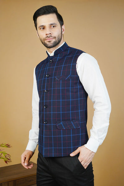 Wool Blue Nehru Jacket