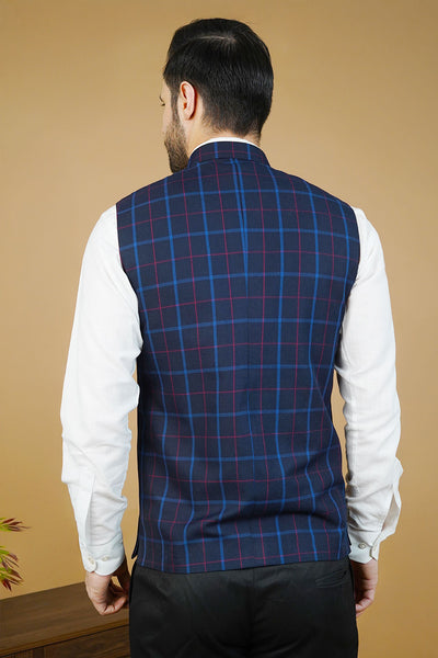 Wool Blue Nehru Jacket