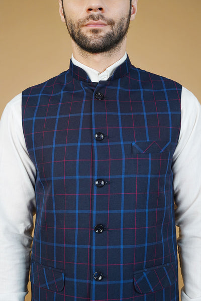 Wool Blue Nehru Jacket