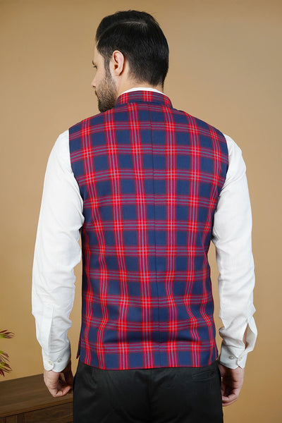 Wool Red Nehru Jacket