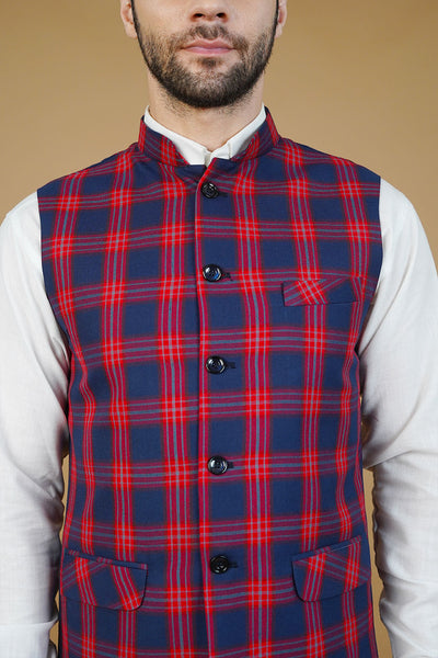 Wool Red Nehru Jacket