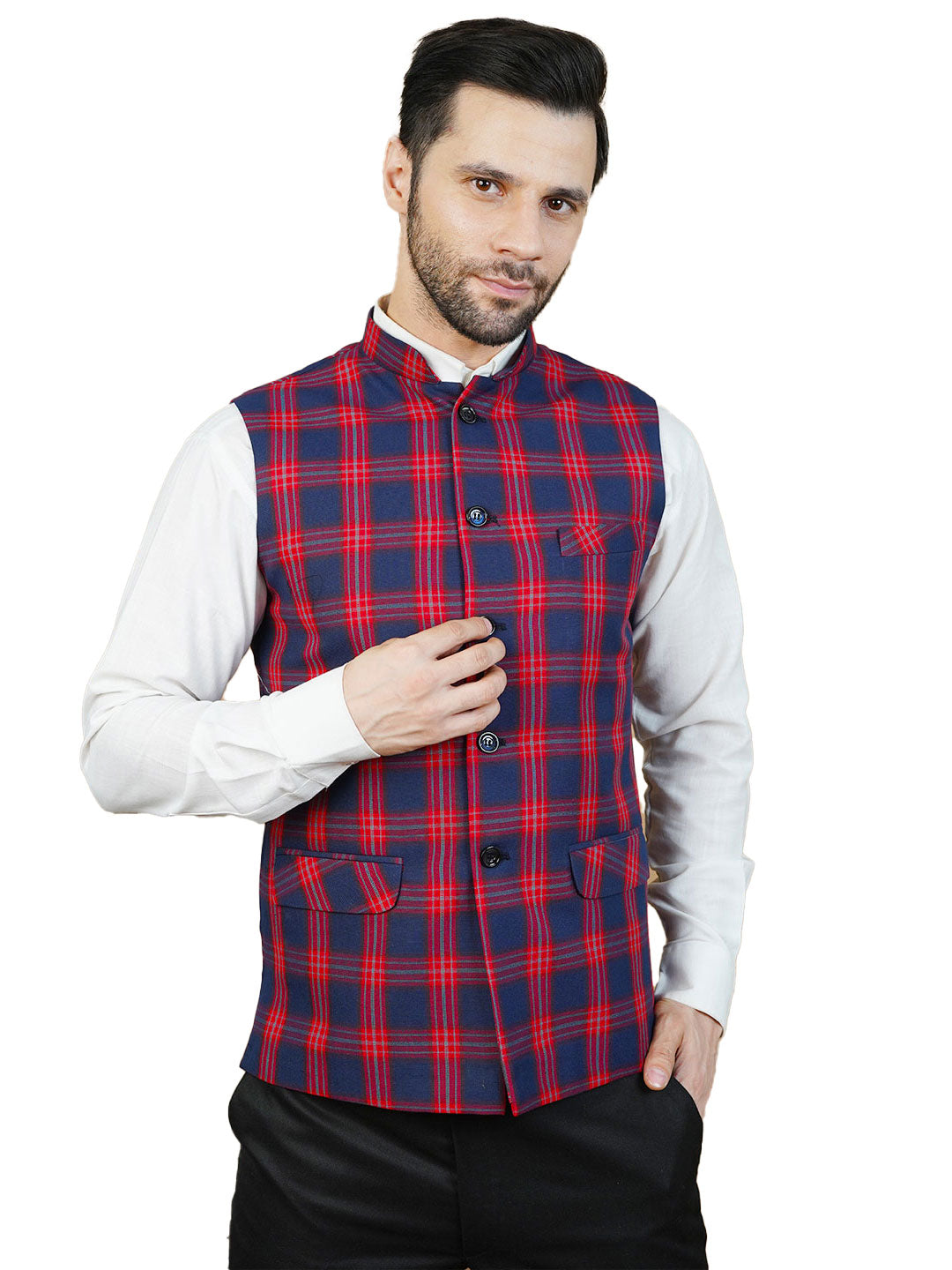 Wool Red Nehru Jacket