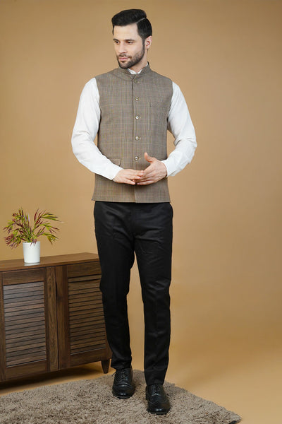 Wool Brown Nehru Jacket