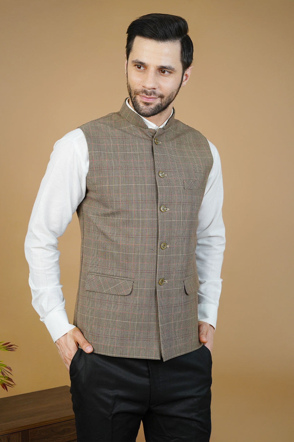Wool Brown Nehru Jacket