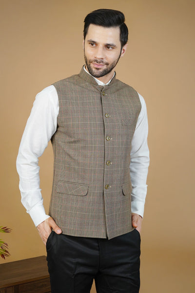 Wool Brown Nehru Jacket