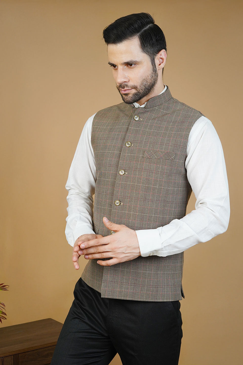 Wool Brown Nehru Jacket
