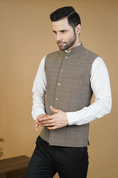 Wool Brown Nehru Jacket