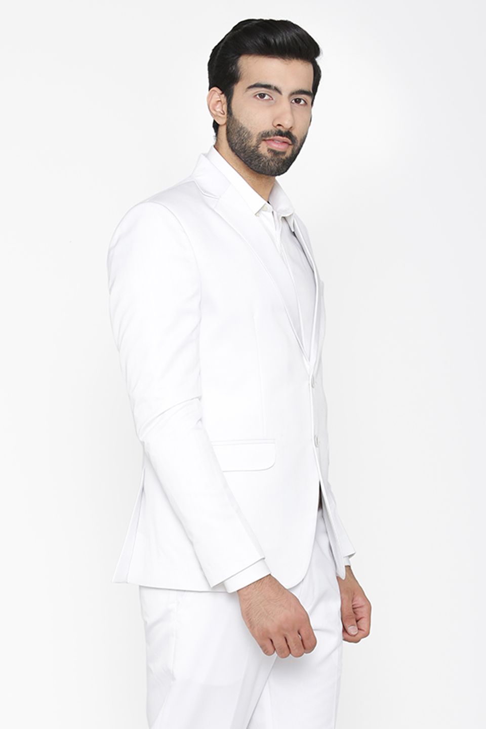 Wintage Men s Polyester Cotton Festive and Casual Blazer Coat Jacket White