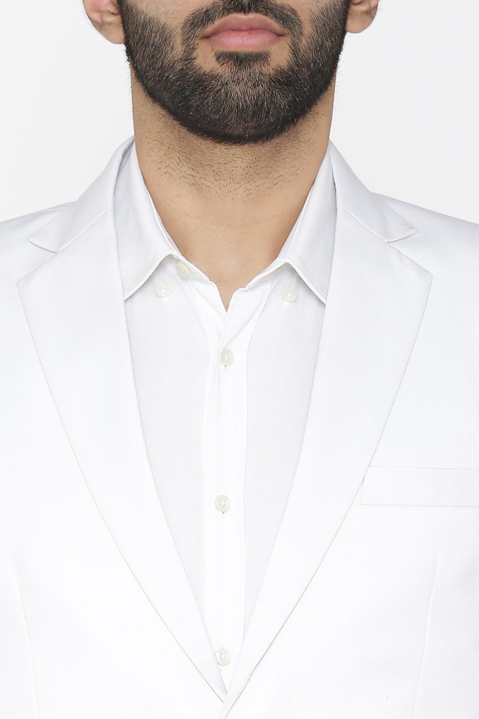 Polyester Cotton White Suit