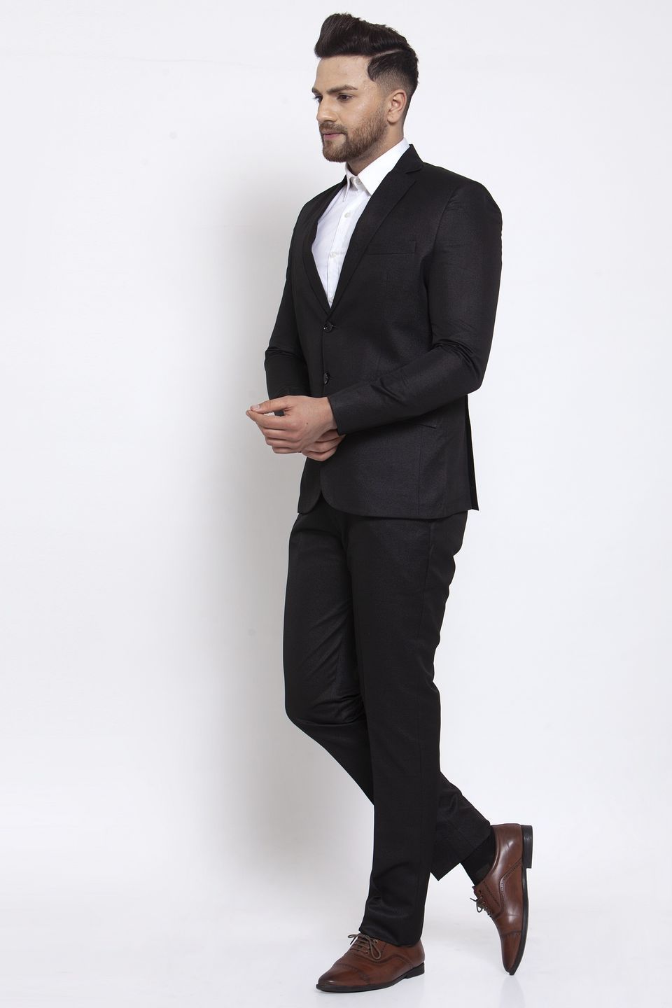 Wintage Men's Poly Blend and Evening 2 Pc Suit : Black