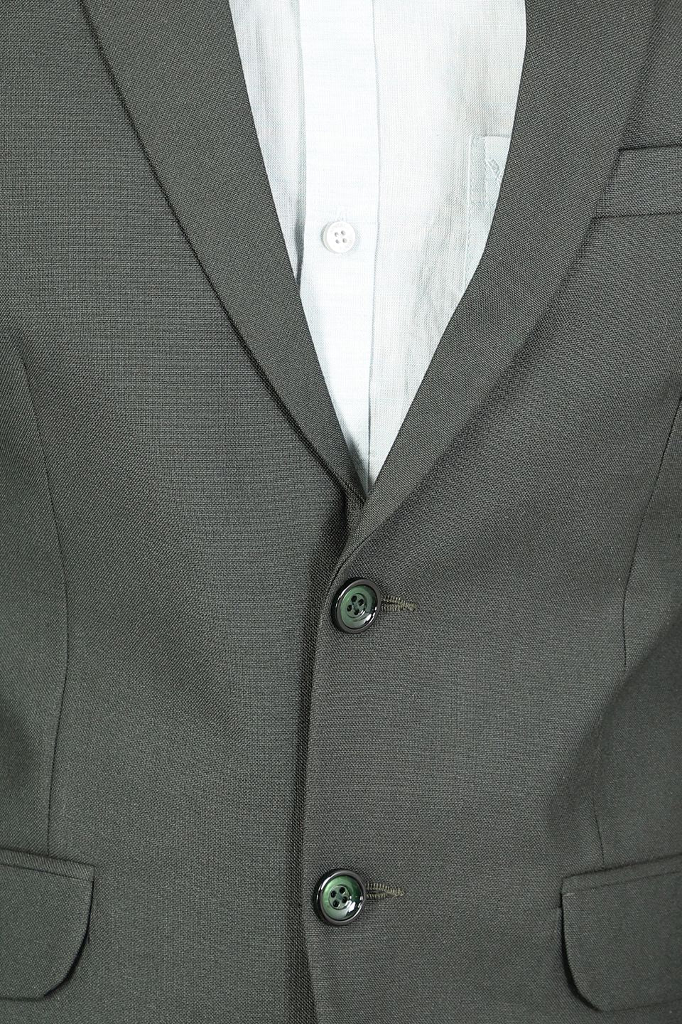 Polyester Cotton Plain Green Two Piece Suit