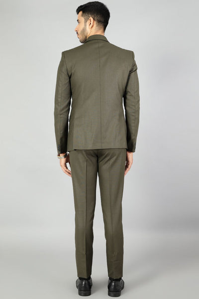 Polyester Cotton Plain Green Two Piece Suit