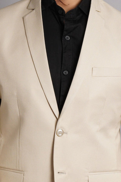 Poly Viscose Beige Solid Two Piece Suit