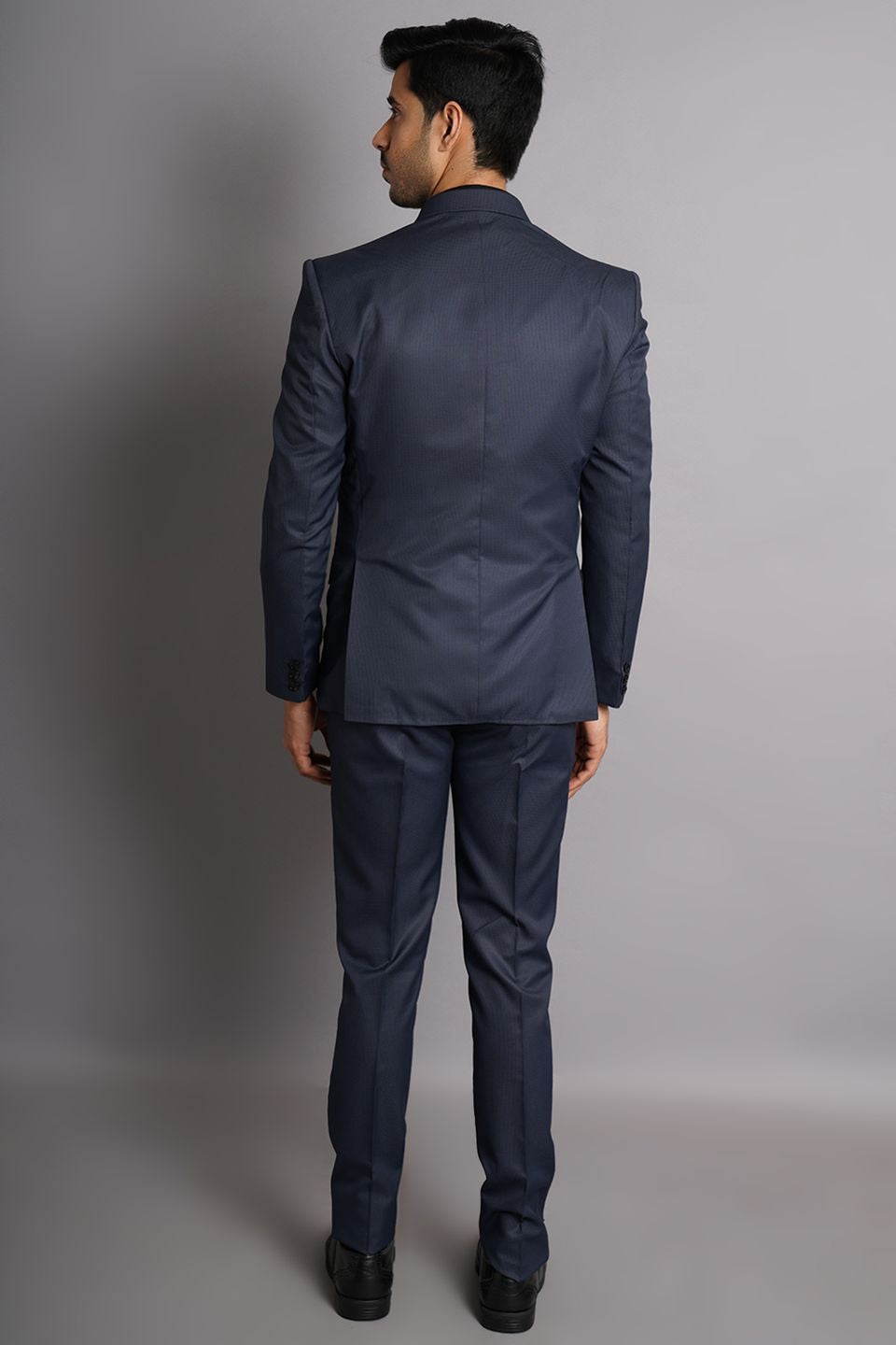 Poly Viscose Blue Solid Two Piece Suit