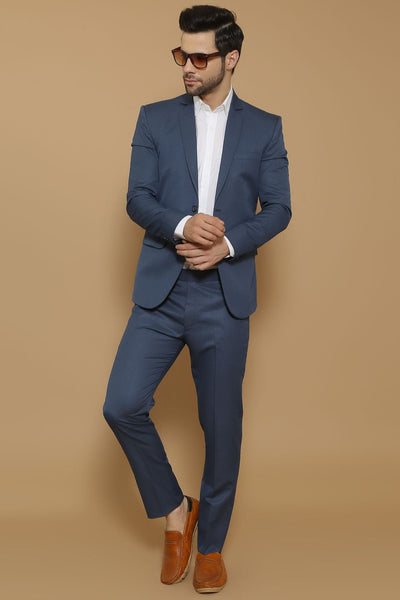 Poly Viscose Blue Two Piece Suit