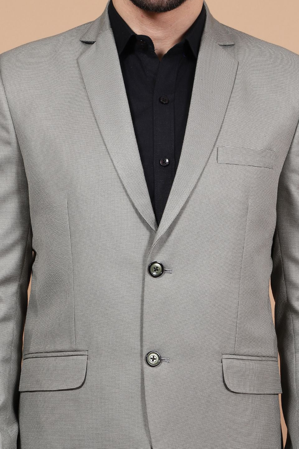 Polyester Cotton Grey Two Piece Suit