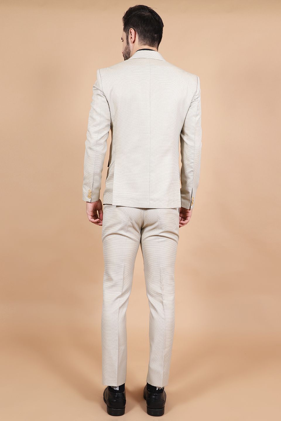 Polyester Cotton Beige Two Piece Suit