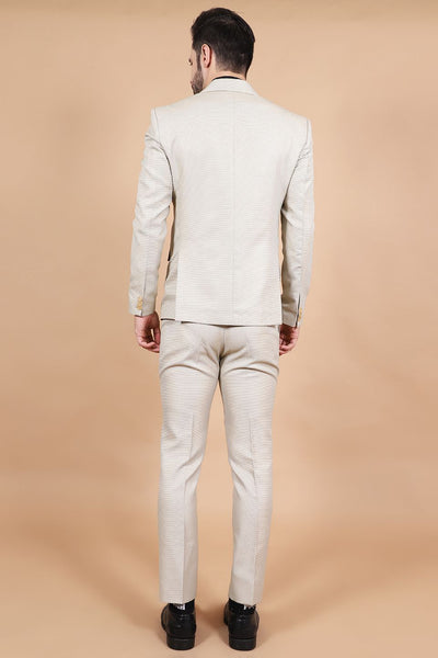Polyester Cotton Beige Two Piece Suit