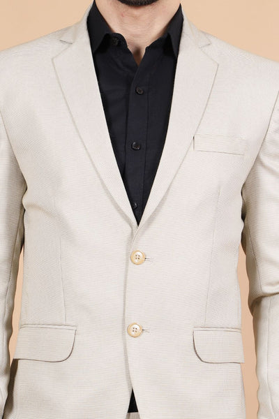Polyester Cotton Beige Two Piece Suit