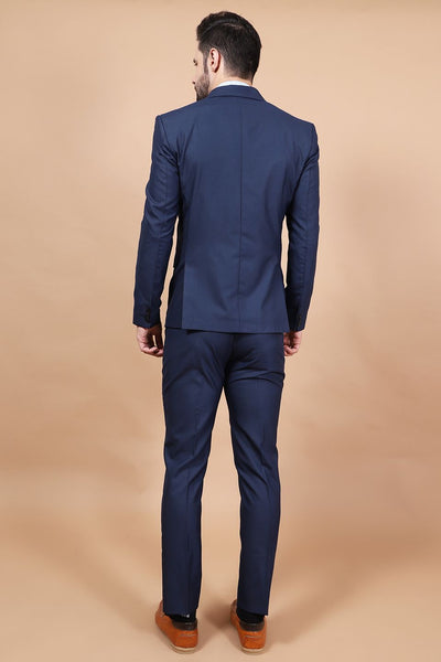 Polyester Cotton Blue Two Piece Suit