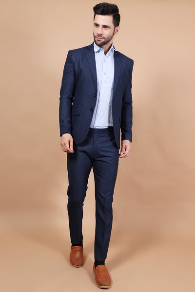 Polyester Cotton Blue Two Piece Suit