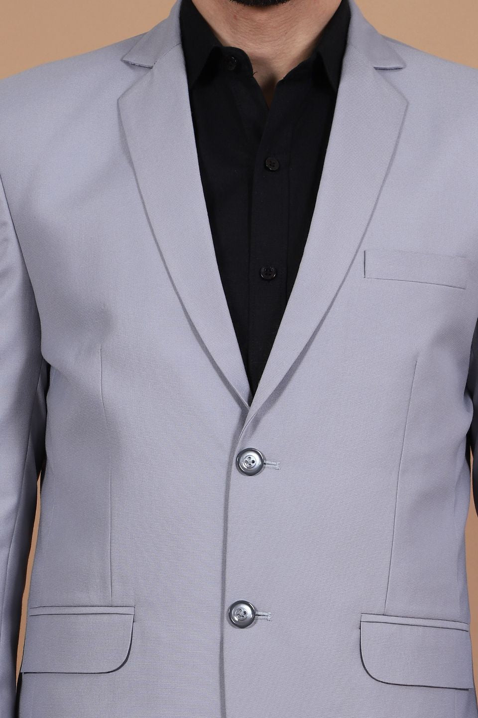 Polyester Cotton Grey Two Piece Suit
