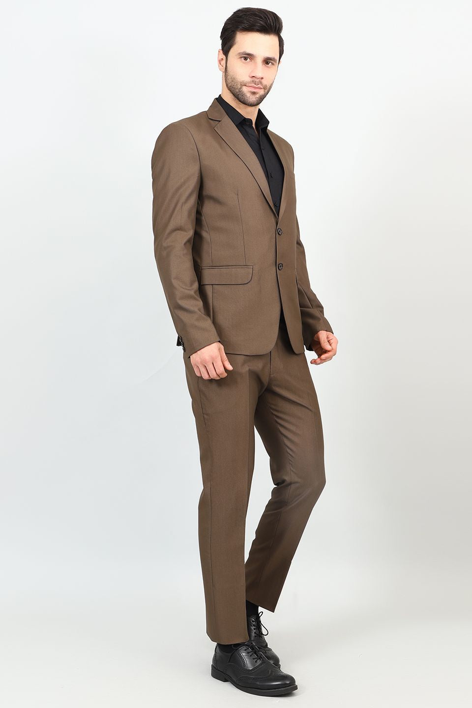 Buy Wintage Men's Poly Viscose Brown Two Piece Suit Brown