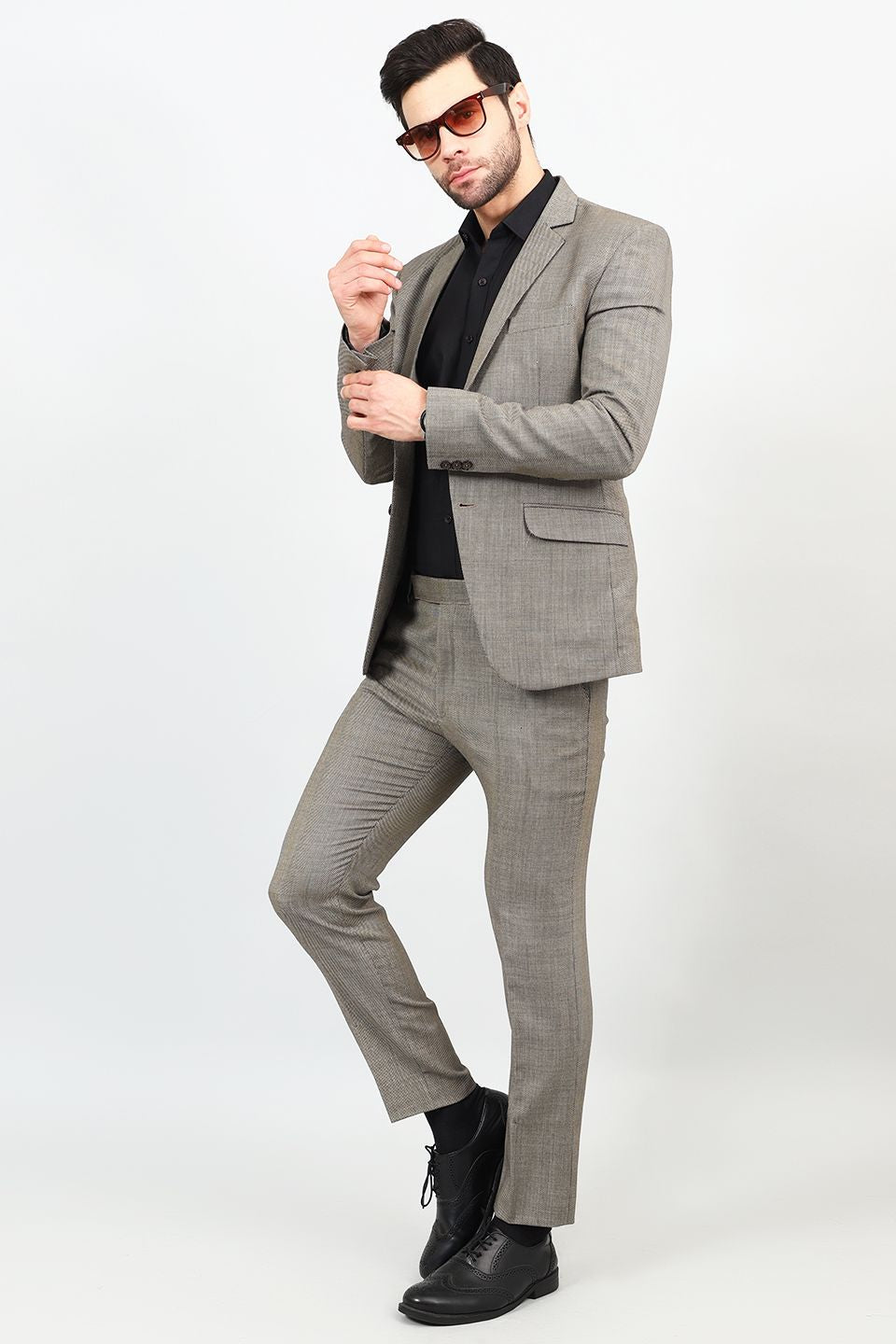Poly Viscose Grey Two Piece Suit