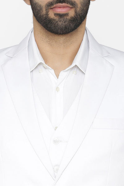 Polyester Cotton White Suit