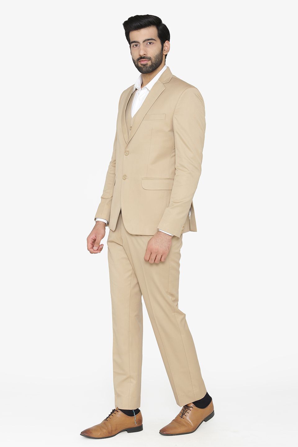 Polyester Cotton Beige Suit