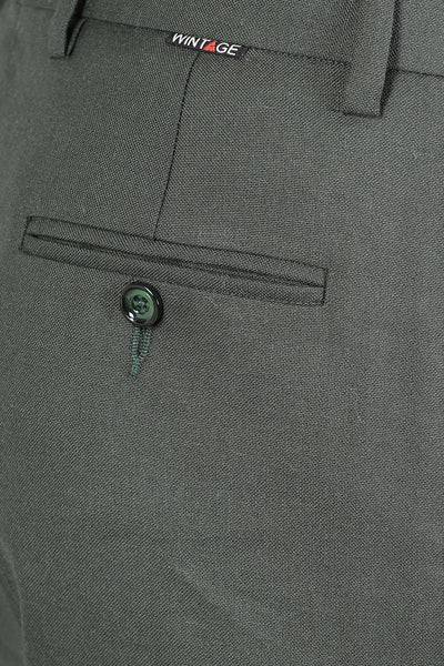 Polyester Cotton Plain Green Three Piece Suit