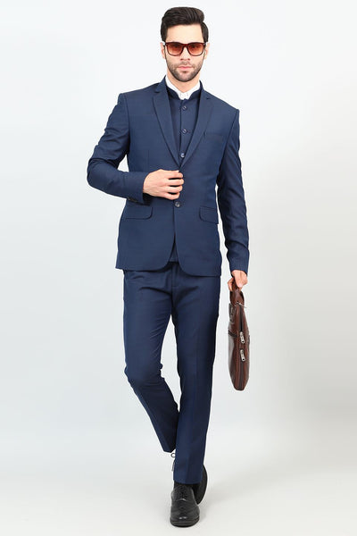 Poly Viscose Blue Three Piece Suit