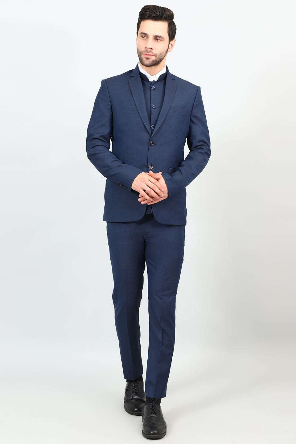 Poly Viscose Blue Three Piece Suit