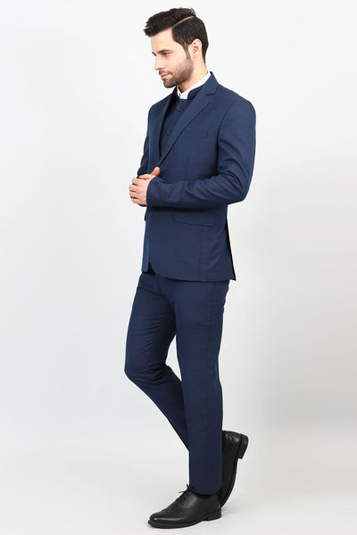 Poly Viscose Blue Three Piece Suit