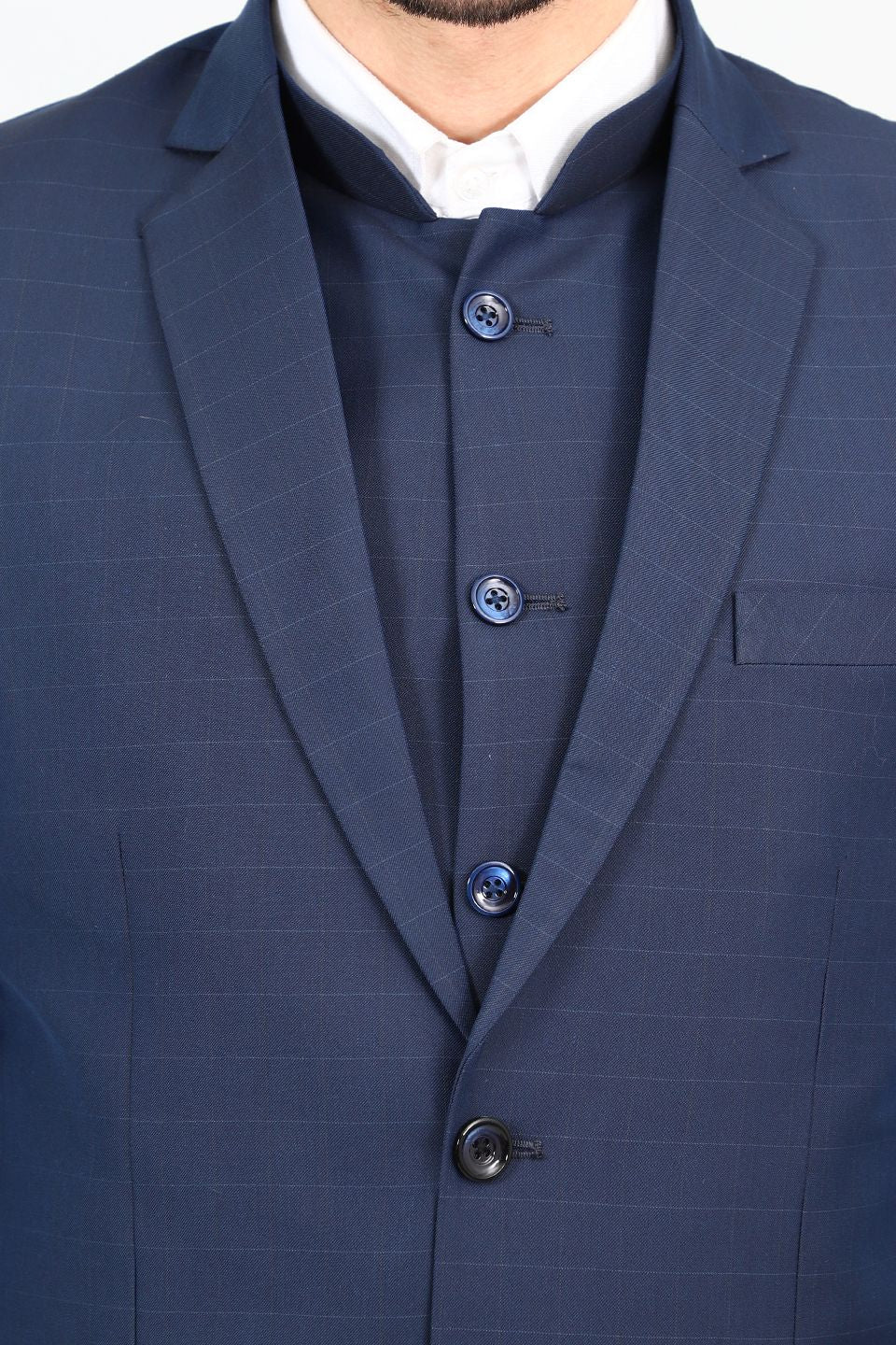 Poly Viscose Blue Three Piece Suit