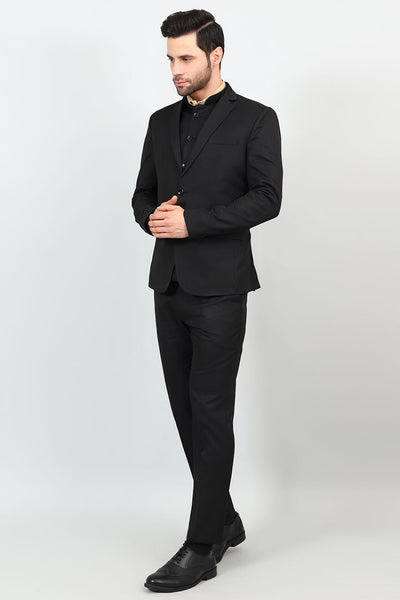 Poly Viscose Black Three Piece Suit