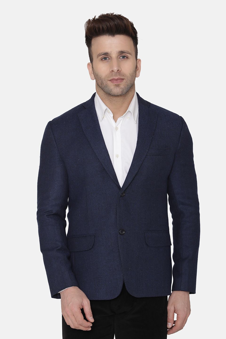 Wintage Men's Tweed Casual and Festive Blazer Coat Jacket Navy Blue