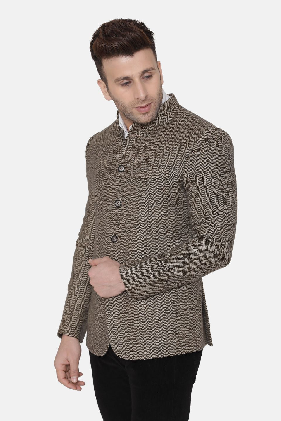 Wintage Men's Tweed Casual and Festive Blazer Coat Jacket : Brown