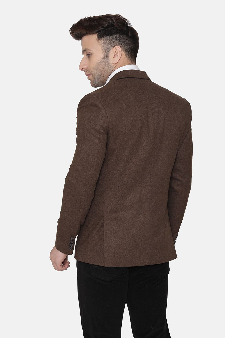 『BALEN COAT 34 BROWN』 Wintage Men's Wool Casual and Festive Blazer Coat Jacket : Dark Brown