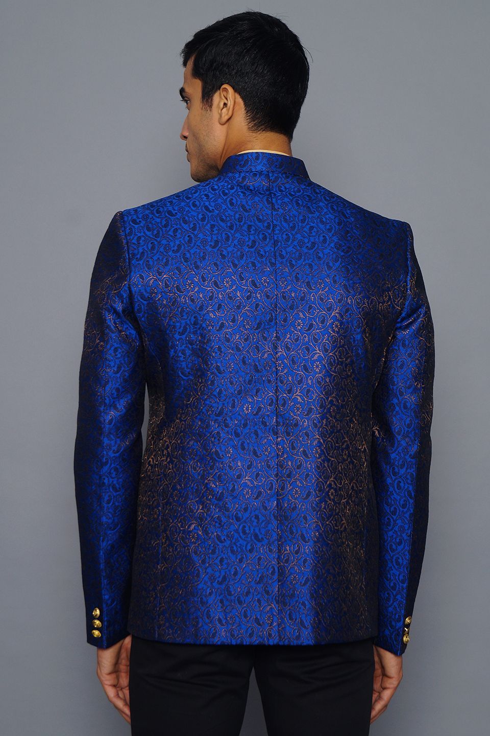 Blue bandhgala blazer clearance