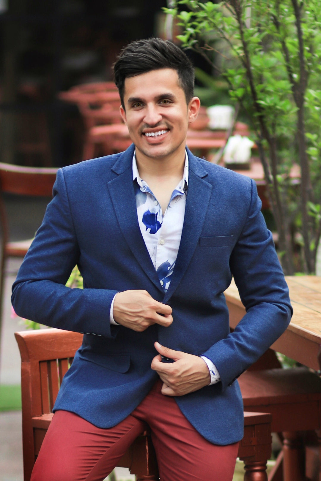 Wintage Men's Linen Casual and Festive Blazer Coat Jacket Navy Blue