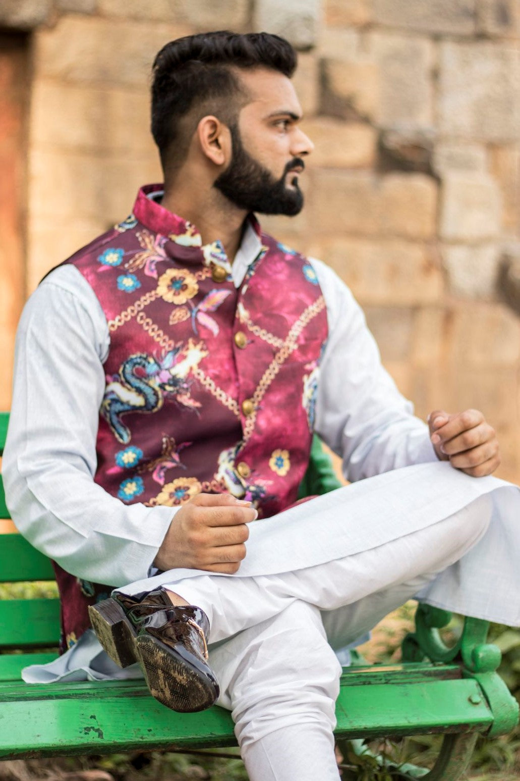 Imported Rayon MulticolouRed Modi Nehru Jacket
