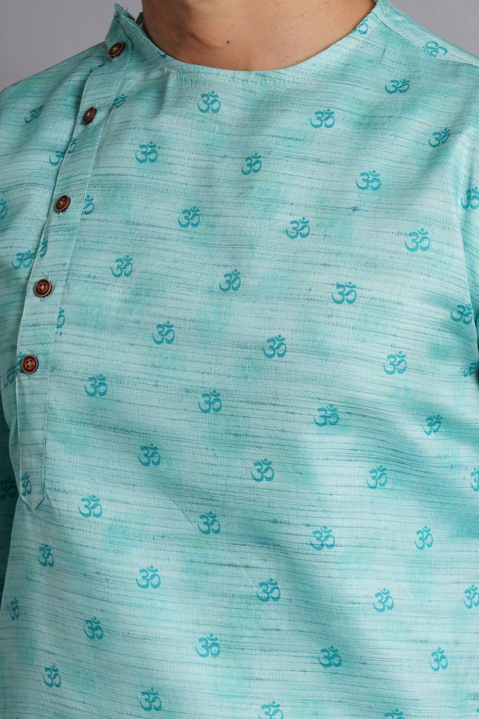 Cotton Silk Green Printed Kurta Pajama