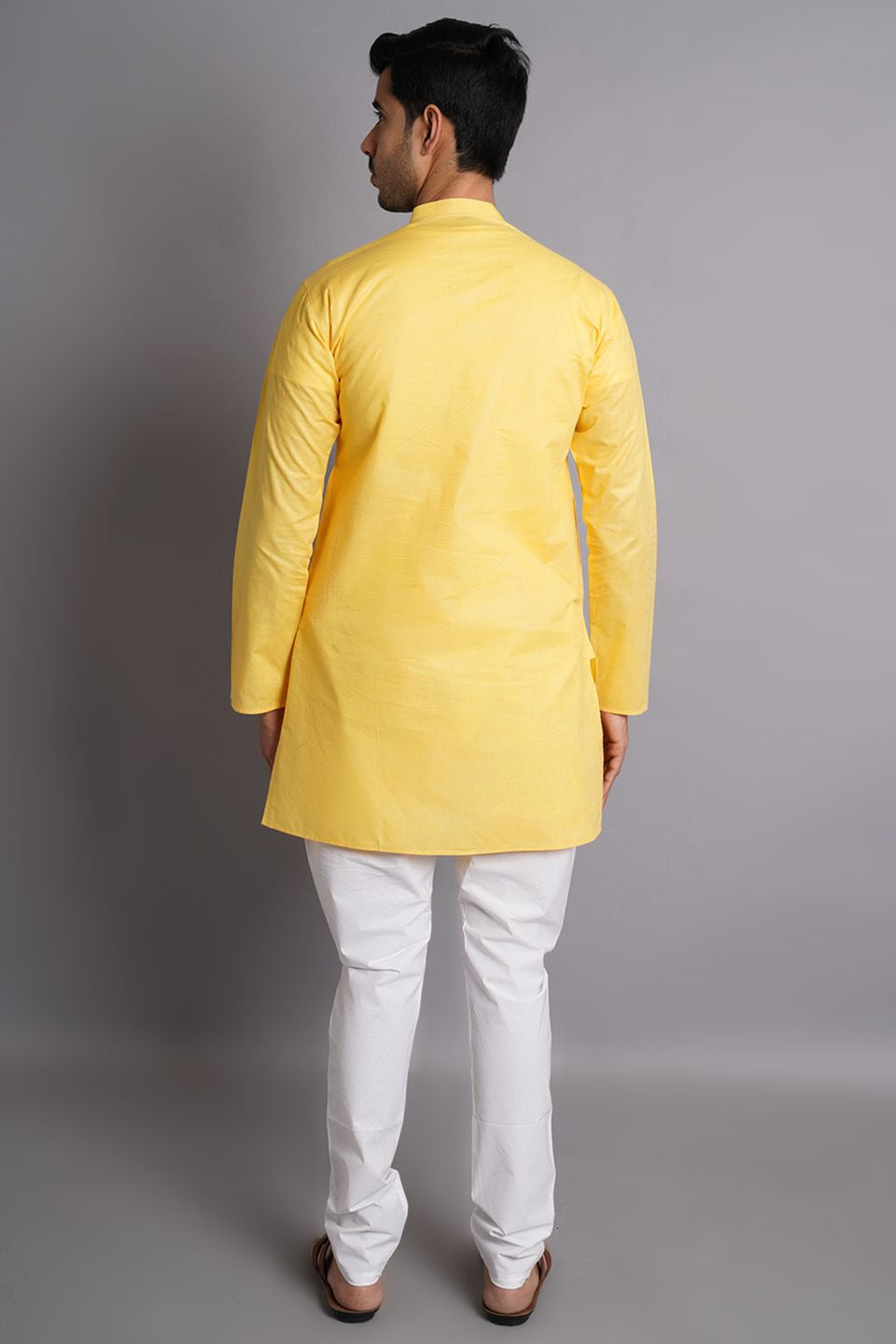 Matka Silk Yellow Solid Kurta Pajama
