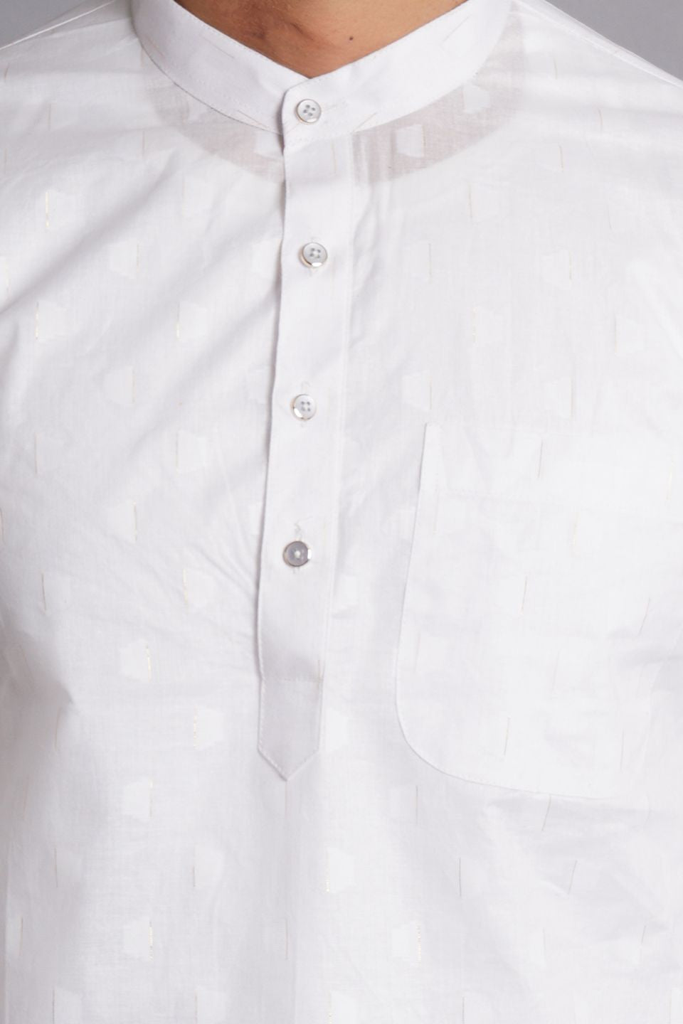 Cotton White Printed Kurta Pajama