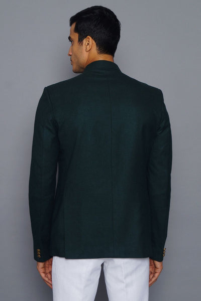 Wintage Men's Wool Casual and Festive Bandhgala Blazer : Green