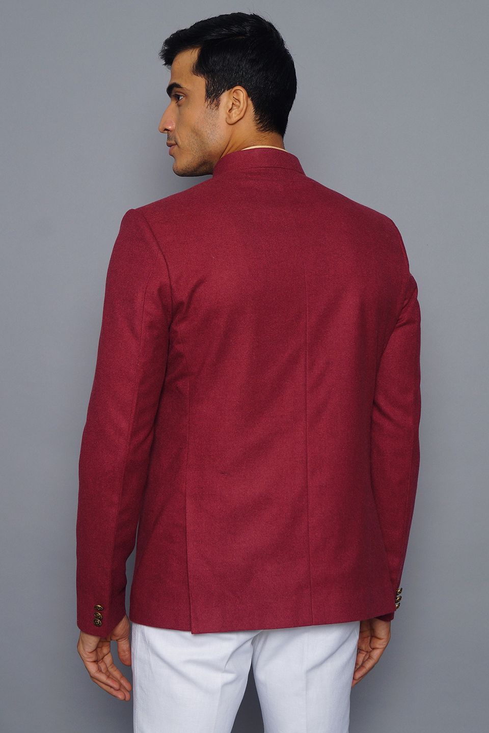 Wintage Men's Wool Casual and Festive Bandhgala Blazer : Red