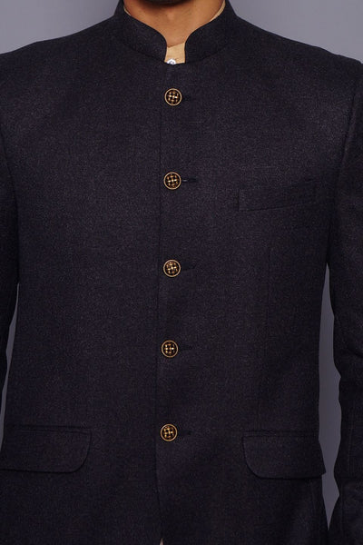 Wintage Men's Wool Casual and Festive Bandhgala Blazer : Grey